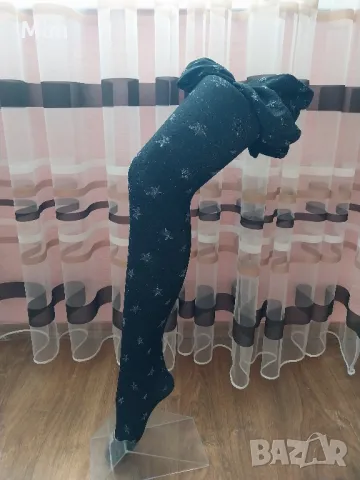 М/ХL Черен чорапогащник на звезди с брокатени сребристи нишки , снимка 5 - Бельо - 48363147