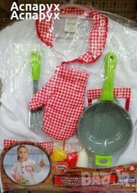 Детски костюм на готвач / готварска униформа + аксесоари