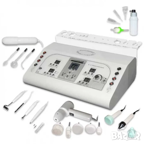 Козметичен уред 8 в 1 дарсонвал, четков пилинг, йонофореза, ултразвук, плазма пен, вакуум