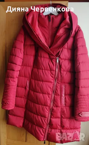 Дамско зимно яке с качулка, естествен косъм, цвят бордо от шушляк; 2XL÷3XL, снимка 3 - Якета - 48489290