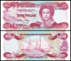 ❤️ ⭐ Бахамски острови 1984 3 долара UNC нова ⭐ ❤️, снимка 1
