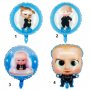 Бебе Бос Boss Baby born leader кръгъл фолио фолиев балон хелий и въздух парти рожден ден, снимка 1
