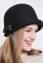 Елегантна дамска черна зимна шапка, ретро стил, 100% вълна, федора, снимка 5
