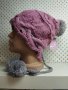 Дамска плетена шапка с висящ ефект- мпш46, снимка 1 - Шапки - 43302237