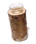Декоративен свещник - изработен от парче естествен дървен елемент и стъклена чашка (сет от 6 бр)