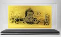 Златна банкнота 5000 Френски Франка (50 нови) в прозрачна стойка - Реплика, снимка 2