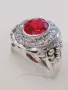 Огромен мъжки сребърен пръстен с рубин и циркони(фараон), снимка 5