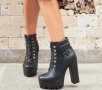 Боти на ток - черна кожа с черно ходило - BT14, снимка 2