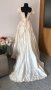 Сватбена булчинска рокля царствена естествена сурова коприна шампанско с шлейф, снимка 7