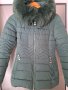 Зелено ефектно зимно яке с богата качулка/яка, снимка 3