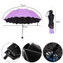 2226 Тройносгъваем чадър Magic umbrella, противоветрен с появяващи се цветя, снимка 14