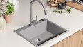 Кухненска Мивка от гранит  Осло XL 500 x 580 mm - Сив, снимка 5