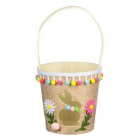 Великденска декоративна филцова кошница с дизайн на заек с дръжка Ø15x15см, снимка 2 - Декорация за дома - 44076886
