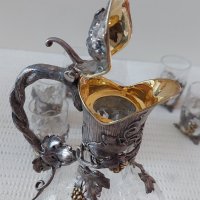 Руски сребърни чаши с кана-сребро 84 и кристал, снимка 9 - Антикварни и старинни предмети - 35623818