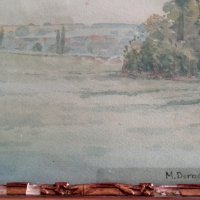 Стара картина акварел 1924 г, снимка 4 - Антикварни и старинни предмети - 37412967