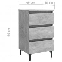 Нощни шкафчета с метални крака, 2 бр, бетонно сиви, 40x35x69 см, снимка 8 - Шкафове - 38772672