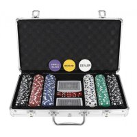 Луксозен комплект за игра на покер сет 300 жетона в куфар, снимка 2 - Други игри - 43900858
