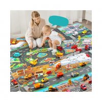 Детска постелка за игра-килим с писта-размери 130х100см, снимка 5 - Играчки за стая - 40004597
