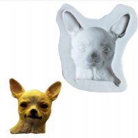 Пинчер Чихуахуа глава куче силиконов молд форма за украса с фондан шоколад гипс, снимка 1 - Форми - 32868973