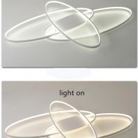 Двойни пръстени Бяла LED лампа за таван с дистанционно, снимка 2 - Лампи за таван - 36601466
