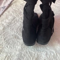 Черни дамски ботуши велур, снимка 6 - Дамски ботуши - 38059475