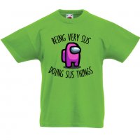 Детска тениска Among Us Being Vey Sus Doing Sus Things, снимка 5 - Детски тениски и потници - 32918795