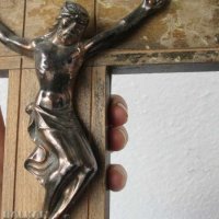 Стар кръст, разпятие, религия, метал и дърво 31 см, Исус, снимка 4 - Антикварни и старинни предмети - 28872613