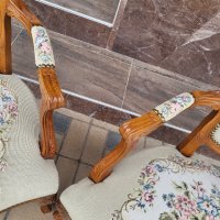 Френски кресла с гобленова дамаска , снимка 9 - Антикварни и старинни предмети - 43073730