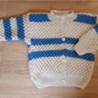 Нова ръчно плетена жилетка р-р 86, снимка 1 - Жилетки и елечета за бебе - 32459849