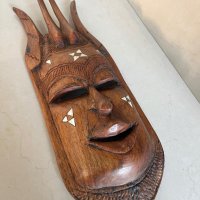 Дървена маска стара седеф, снимка 1 - Други ценни предмети - 43270699
