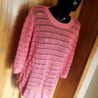 Коралова блуза плетка на дупки Л/ХЛ, снимка 2 - Блузи с дълъг ръкав и пуловери - 26741244