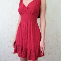 Дамска къса рокля в червен цвят р-р S, снимка 2 - Рокли - 43062014