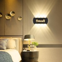 Черен модерен LED стенен аплик "Sweet", 10W, снимка 4 - Лед осветление - 43136215