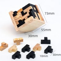 Логическа игра, 3D пъзел дървен куб от "Т" образни части, обрзователен подарък за дете, момче момиче, снимка 2 - Игри и пъзели - 37788238