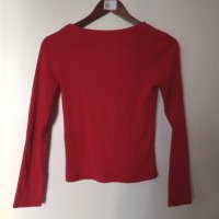 Червена блуза с дълъг ръкав с деколте S размер, снимка 2 - Блузи с дълъг ръкав и пуловери - 38135772
