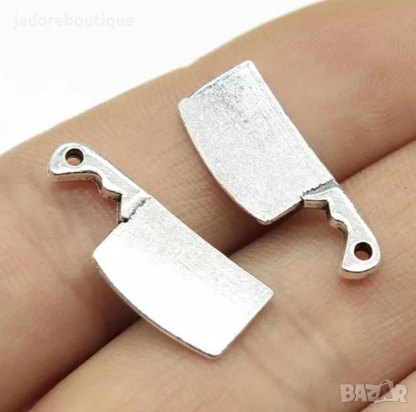 Метален елемент кухненски нож сатър - сребро скрапбук декупаж, снимка 1