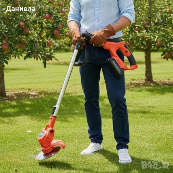 Телескопичен акумулаторен тример за трева 48V с две батерии – мощен, лек и без кабели, снимка 1