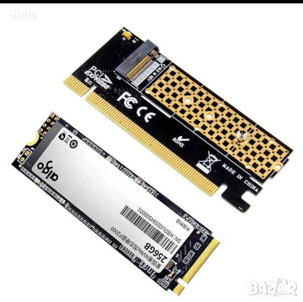 M.2 към PCIE x16 Адаптерна карта Pci-e към m.2 Преобразуване на адаптер NVMe SSD адаптер m2 M Ключов, снимка 1