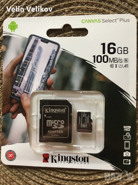 Micro Sd Hc Kingston 16gb клас 10 с Адаптер, снимка 1