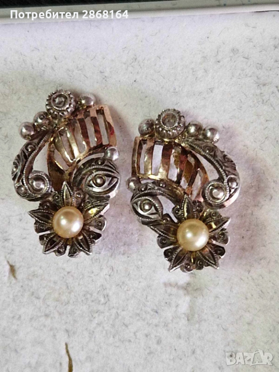 Антикварни златни обеци, снимка 1