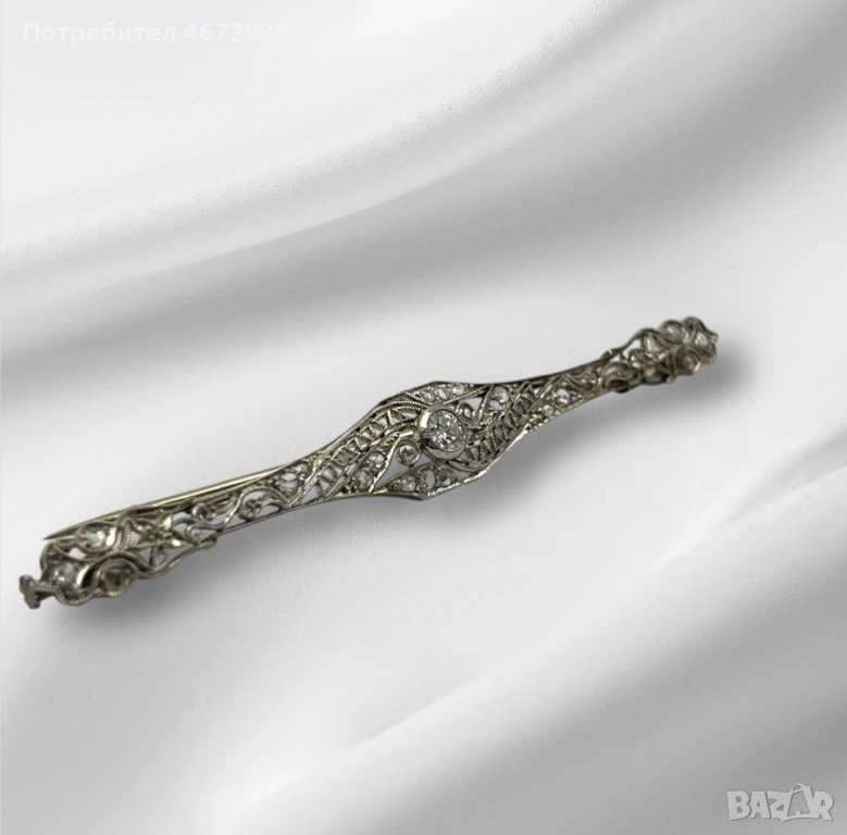 Златна брошка 18к с диаманти , снимка 1