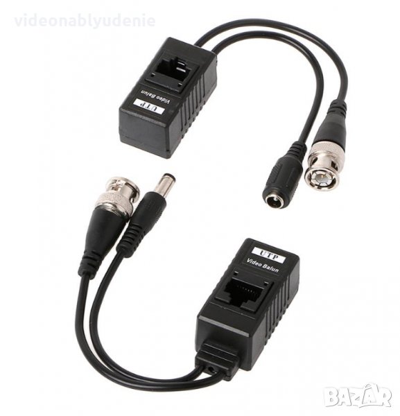 5MP Комплект Видео Balun Transceiver за CCTV Камера BNC UTP RJ45 + Захранване по CAT5 Кабел DC 12V, снимка 1