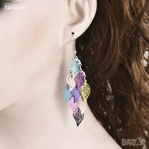 Бохо обеци, цветни листа, снимка 1