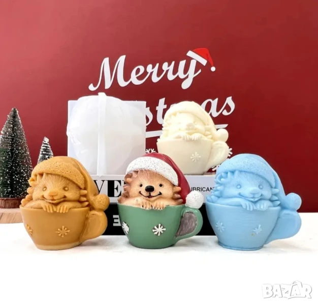 Молд таралеж в чаша коледен, снимка 1