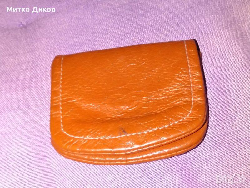 Калъвче естествена кожа за пари и стотинки 2 прегради 9х7см, снимка 1