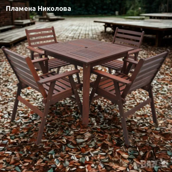 Градински комплект Tirora Muhler Meranti - 5 части, дърво, снимка 1