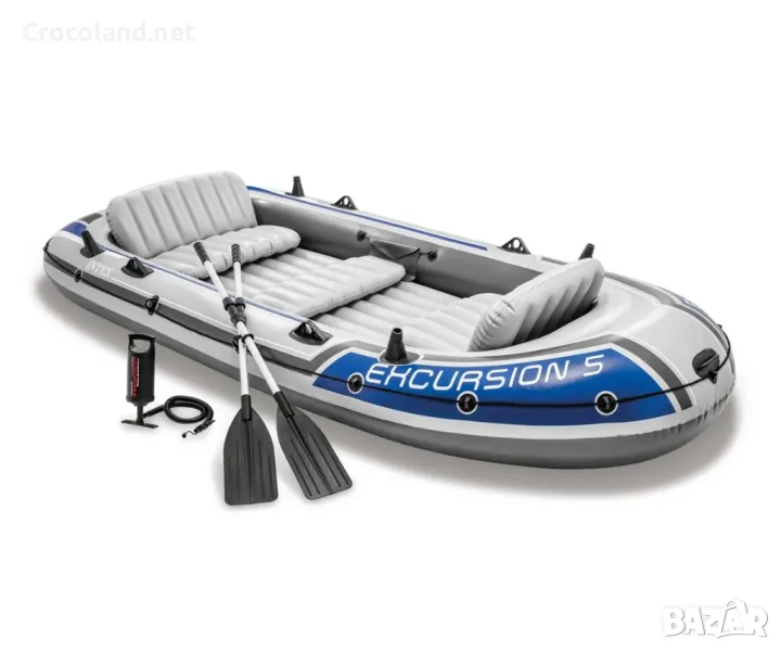 Надуваема лодка Excursion 5 Intex, 366 x 168 см, PVC, за 5 души, сива, снимка 1