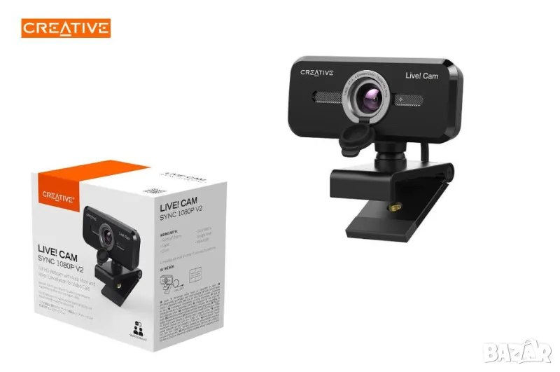 Creative Live! Cam Sync 1080p V2/Уеб камера  c 2 микрофона, снимка 1