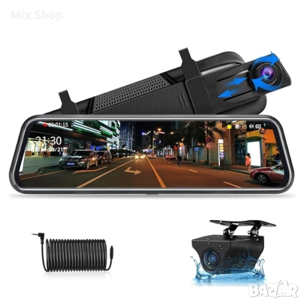 Jansite 10" Mirror Dash Cam Full Touch Screen, снимка 1