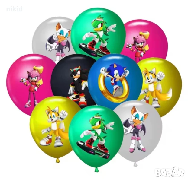 6 бр sonic Соник Обикновен надуваем латекс латексов балон парти хелий или газ балони, снимка 1